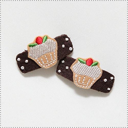 Best of Chums Baby Hair Accessories - Cupcake Felt Applique Hair Clip (Brown)