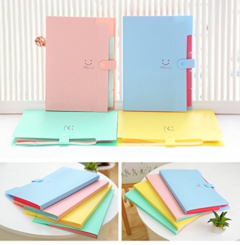 FHEAL Expanding File Folders 5 Pockets Plastic Expandable File Jackets A4 Letter Size,4 Color Accordion Folder Document Holder for School Office Travel