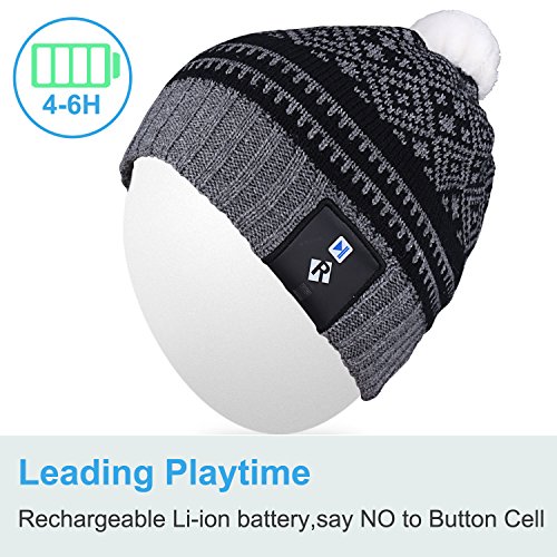 Qshell Stylish LED Bulb Light Up Beanie Hat Knit Cap Pom Pom Twinkle Lights 4 feet 18 LEDs for Men Women Indoor and Outdoor, Festival, Holiday, Celebration, Parties, Bar, Christmas Gifts - Gray