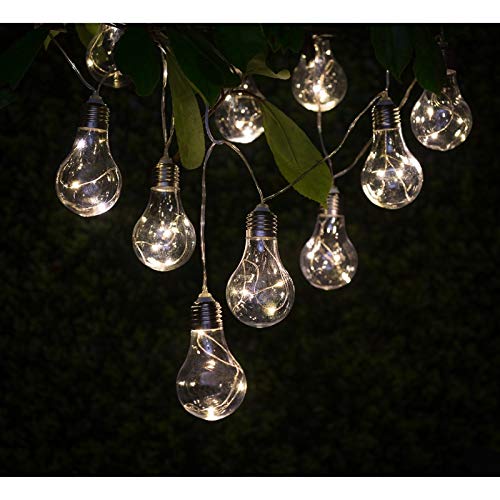 Mason & Jones Solar Powered 10 Light Bulb String Lights Garden Outdoor Fairy Summer Lamp Decor