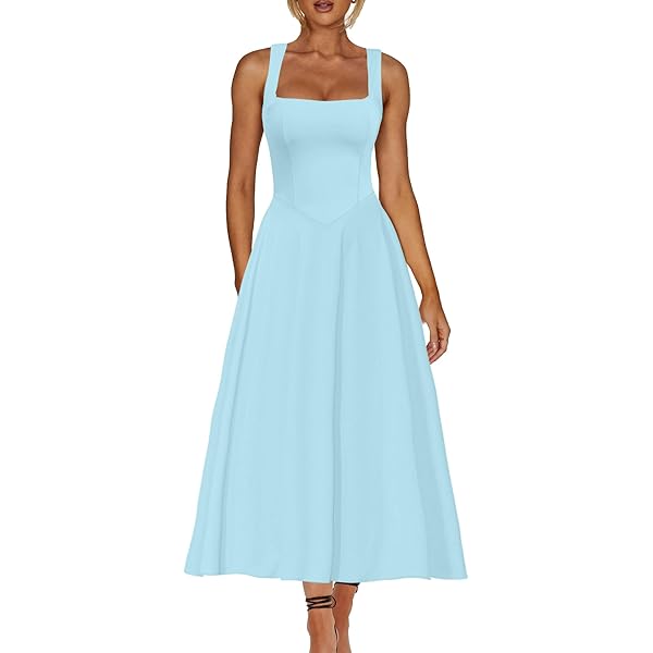 Kaximil Women's Boat Neck Sleeveless A Line Maxi Dress Ruffle Flowy Casual Long  Dresses, Small, Black at Amazon Women's Clothing store