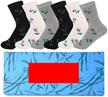 PinkBTFY Women Flower Daily Socks Funny Breathable Daily Bamboo Girls Socks 6Pairs/Lot With Box Gift Box 22cm-26cm
