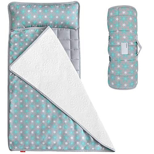 Nap Mat for Toddlers, Kids Nap Mat with Removable Pillow and Fleece