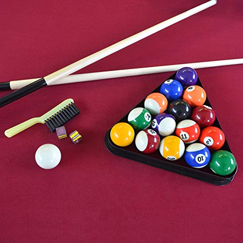 Lancaster Gaming Company 90 Inch Classic Design Pool Table w/ 2 Cues, Burgundy