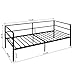 GreenForest Daybed Frame Twin, Steel Slats Platform Strong Support, Box Spring Mattress Replacement, Metal Day Bed Frame Foundation with Headboard for Living Guest Room, Black