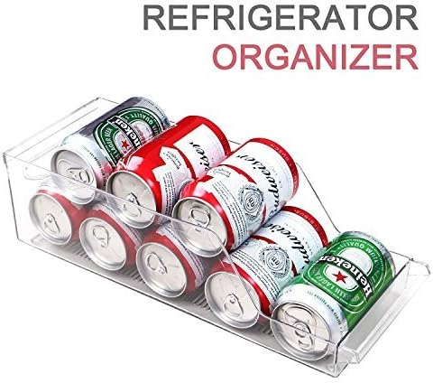 ilikable Fridge Organizer Bins Home Pantry Refrigerator Soda Can Storage Holder Kitchen Flatware Utensils Food Egg Holder Tray BPA-free Cabinet Drawer Organizer - Clear