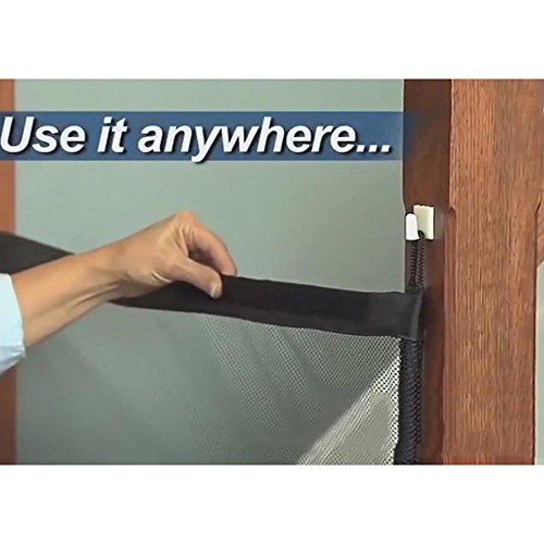 AUOKER Dog Gate, Sturdy Pet Mesh Playpen Fence with 4 Sticking Hook and Retractable Pole - Easy to Store, Protect Dogs - Wide Black PET Dog Fencing Barrier for Indoor Home Use, 45.28 X 24.41 Inch - Thumbnail 3