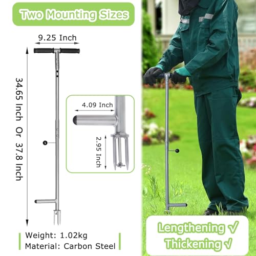 LEHDE Heavy Duty Stand Up Weed Puller Tool - 38” Long Handle 3-Claw Weeder, No Bending Weed Remover for Garden & Lawn with Easy Eject Mechanism