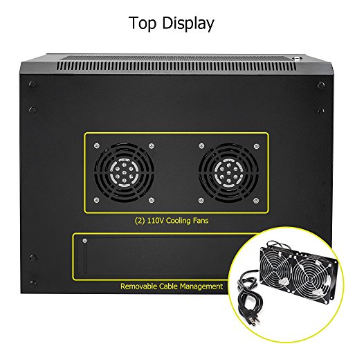 Z ZTDM Server 19 Inch Rack Enclosure, Date Network Lockable Secure Cabinet with Shelf and Two Cooling Fans Fully Assembled Vented Door 6U - Thumbnail 3