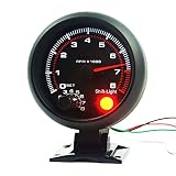 NCElec Universal 3.75" 12V White LED Backlit Tachometer Gauge with Red Shift Light for Auto Gasoline Car, 0-8000 RPM