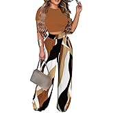 2 Piece Outfits for Women Short Sleeve Crop Top High Waist Wide Leg Long Pant Sets Tracksuit Sport Set