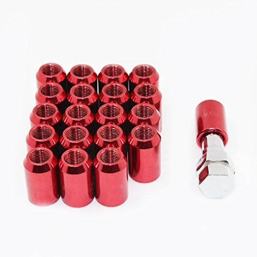 MODAUTO Set of Open Nuts for Asparagus Wheel or Spacers, with Hexagonal Wrench, Thread pitch M12 X 1.25mm, 20Pcs, Red, Model F320ARD-UK