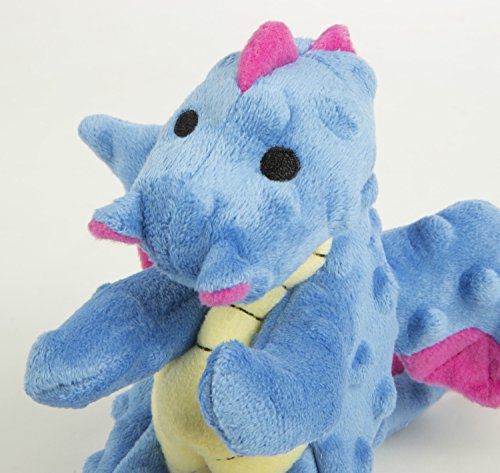 goDog Dragon With Chew Guard Technology Tough Plush Dog Toy, Periwinkle, Small