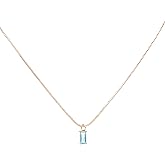 PATIKIL Birthstone Necklace for Women, Rectangle Cubic Zirconia Pendant Necklace, Dainty 18K Gold Plated Diamond Simple Necklace