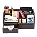 Oak Leaf Home Office Supplies Leather Desk Organizer 6 Compartment Storage Box with Drawer,Multi-function
