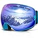 COPOZZ Ski Goggles, G1 Mens Womens Ski Snowboard Snowboarding Goggles - Over Glasses Double Lens Anti Fog Frameless,Cool REVO Mirror Blue for Men Women Youth Snowmobile Skiing