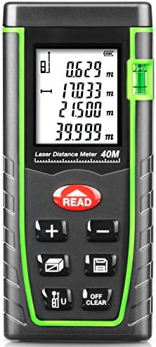 Laser Distance Meter, Portable Handheld Laser Measure with Bubble Level Rangefinder Range Finder Tape measureTool 0.05 to 40m (0.16 to 131ft) Large LCD with Backlight