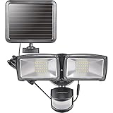 LEPOWER Solar Lights Outdoor, 950LM Super Bright LED Solar Motion Sensor Light, 5500K, IP65 Waterproof, Automatic and Permanent on Mode, Adjustable 2 Heads Security Light for Deck, Patio, Backyard