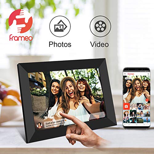 AKImart Marco Digital FRAMEO WiFi de 10.1" con Pantalla IPS táctil (1280x800). Rotación automática, Memoria Interna de 32 GB. Envía Fotos al Instante Desde Cualquier Lugar con la App Frameo