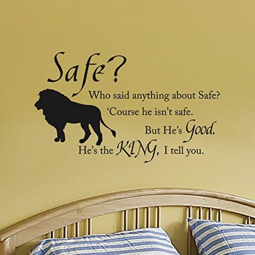 Chronicles of Narnia Aslan Safe Boys Room Wall Decal Children Nursery Wall Art He's the King Safe Decal (Black,l)