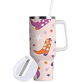 Boccsty Cowboy Boots Cowgirl Boots Insulated Tumblers Reusable Stainless Steel Tumbler 30 oz Cup Coffee Travel Mug Water Bottle with Handle & Flip Straw for Home Office Car