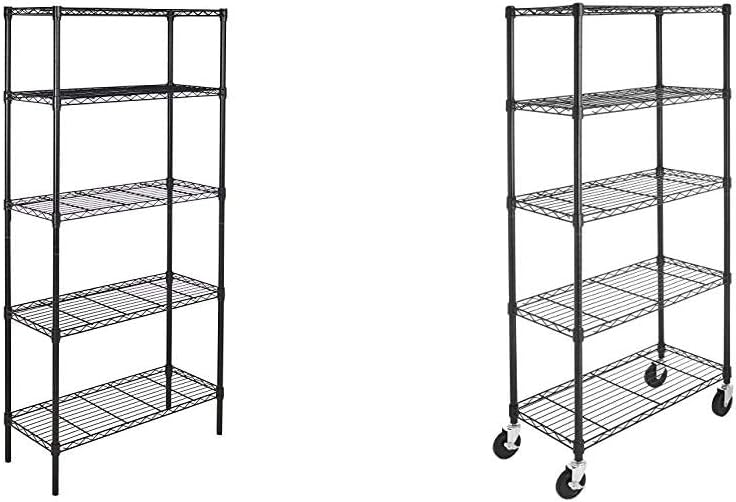 Amazon Basics 5Shelf Shelving Unit, up to 160 kg per shelf, Black & 5