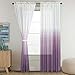 Turquoize Semi Sheer Plum Curtains for Bedroom Casual Weave Textured Privacy Linen Blended Window Curtains Drapes for Living Room 84 Inches Long Window Treatments 2 Panels, Two Tone Plum Ombre