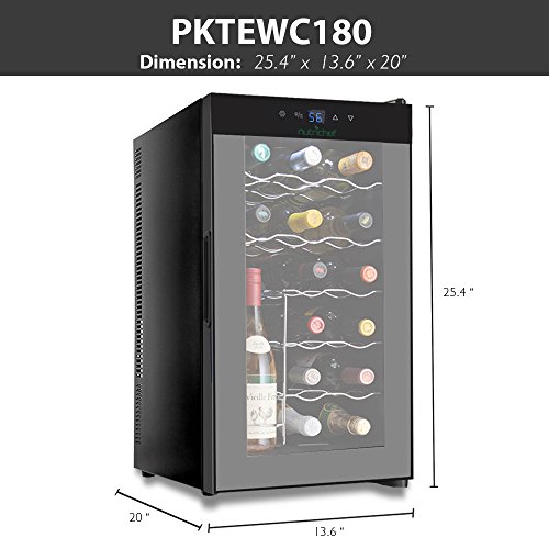 NutriChef 18 Bottle Thermoelectric Red And White Wine Cooler/Chiller