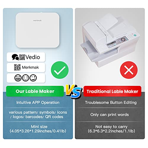 Label Maker Machine with Tape, Bluetooth Mini Label Printer Included Multiple Templates, Merkmak Label Maker for Home, Office, School, Organizer, Store and More, Compatible for Android & iOS