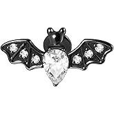 Niaspi Crystal Bat Lip Ring Stainless Steel Cubic Zirconia Bat Cartilage Studs Earrings Labret Monroe Lip Rings Piercing for Women Men Halloween Ear Jewelry