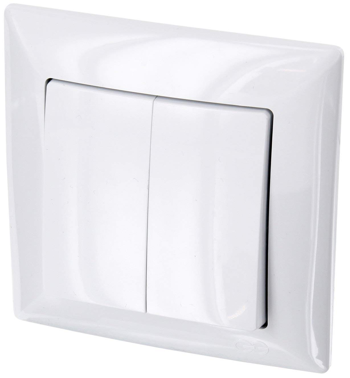 UP 2-way series switch, all-in-one, frame + flush-mounted insert + cover (series G1 pure white).
