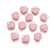 LiQunSweet 10 pcs Pink Heart Enamel Brass Charms Sweet Love Charms for Valentine's Day DIY Jewelry Bracelet Necklace Earring Craft Bag Keychain Decoration
