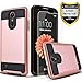 Circlemalls LG K20 Plus Case, LG K20 V Case, LG Harmony Case, LG Grace Case, 2-Piece Style Hybrid Shockproof Hard with [Premium Screen Protector] Stylus Touch Screen Pen (Rose Gold)