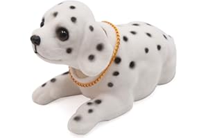 uxcell White Dalmatian Shaped Shaking Head Nodding Dog Decoration for Car Dashboard
