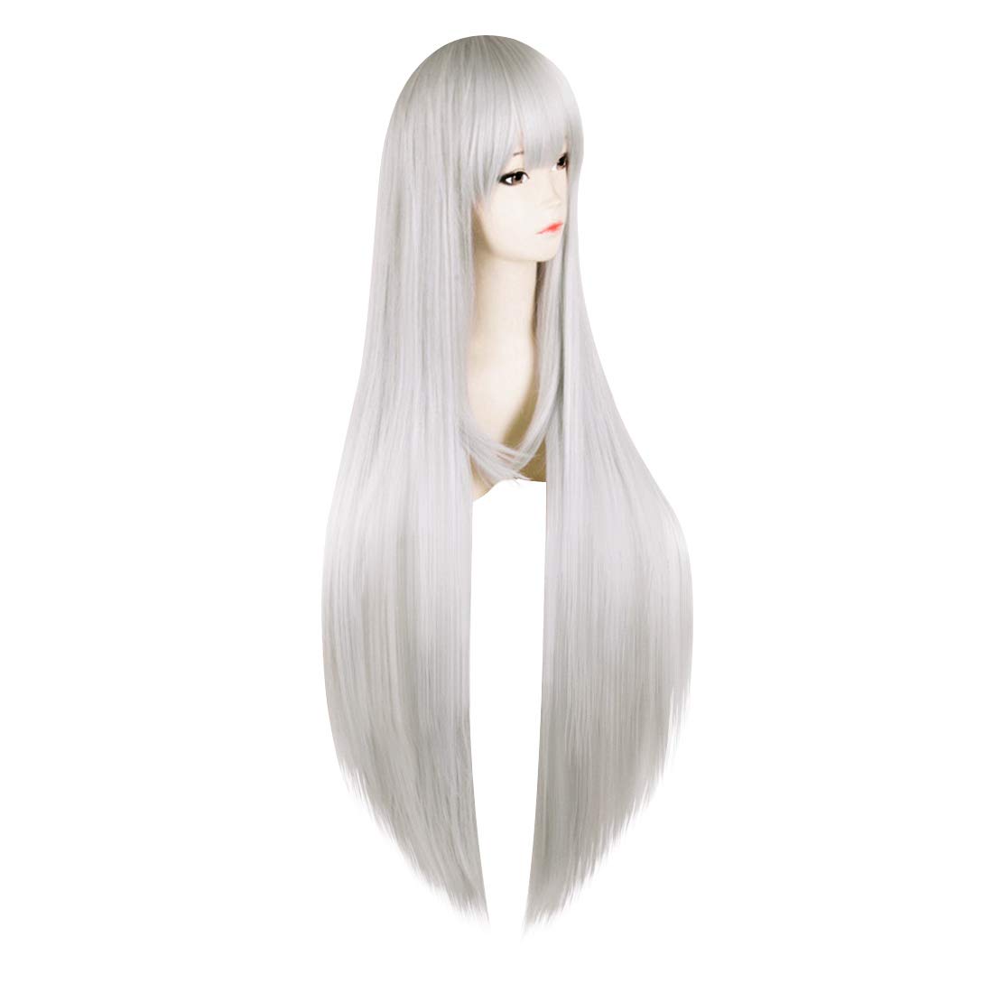 C Zofek Kakegurui Ririka Momobami Cosplay Wig Silvery White Hair
