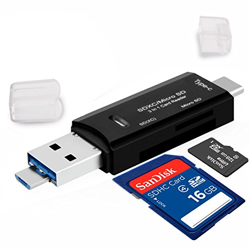 SD/TF Micro Card Reader,USB 3.0 All-in-1 Flash Memory Card Reader for TF Micro, SDXC, SDHC, SD,Micro SD, USB Type C Micro USB OTG to USB 3.0 Adapter for PCs and Notebooks/Tablets with OTG Function