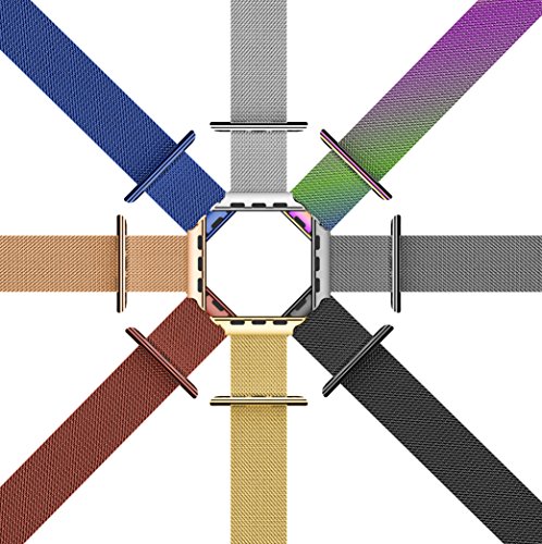 YaSpark Stainless Steel Mesh Milanese Loop with Adjustable Magnetic Closure Replacement Metal iWatch Band for Apple Watch Series 2 Series 1 Nike+ Sport and Edition 42mm Colorful