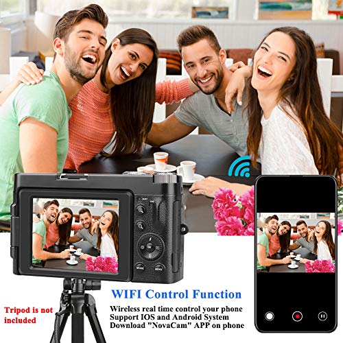 Digital Camera Vlogging Camera for YouTube, Aasonida Video Camera Ultra HD 1080P 30FPS 24MP Camcorder Vlog Camera with Wide Angle Lens, WiFi Function,3.0" IPS Flip Screen,16X Digital Zoom,2 Batteries