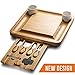 Bamboo Cheese Board - Wooden Charcuterie Serving Platter with Cutlery Server Knife Set Ceramic Bowls and Slate Chalk Labels & Markers - Perfect Gift Idea