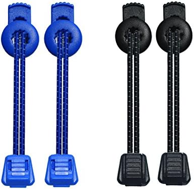 No Tie Shoelaces - Elastic Shoe Laces with Lock, Black and Blue - No Tie Shoelaces for Kids, Adults and Sneakers, Reflective - No Tie Elastic Shoe Laces Best for Running Shoes (2 Pairs)