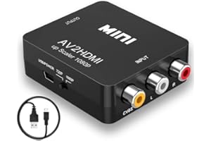 JUEJUEZI AV to HDMI Adapter, Mini RCA to HDMI 1080P Composite CVBS Video Audio Converter Adapter, for PC Xbox PS4/3 VHS VCR DVD TV STB, Support PAL/NTSC, with USB Power Cable