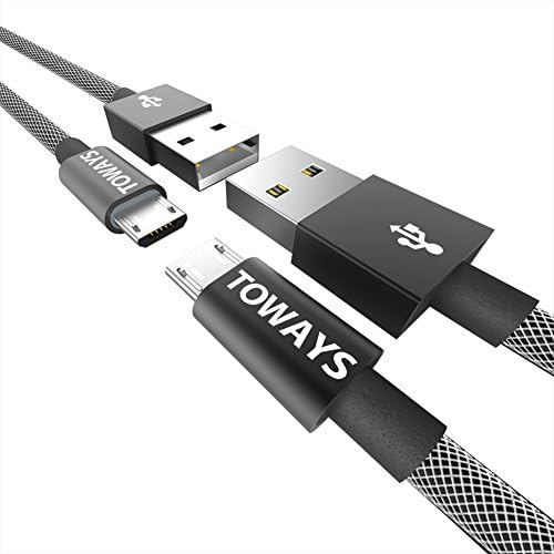 Micro USB Cable Toways (2-Pack 3.3ft/1m) USB to Micro USB Charger Nylon Braided Ultra Durable Cable for Samsung Galaxy, Sony, HTC, Nexus, LG, Motorola, Android Smartphones, Kindle and More (Black)