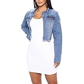 TDiooCor 2026 Casual Women's Blue Denim Jackets Long Sleeves Classic Distressed Fall Jean Outfits