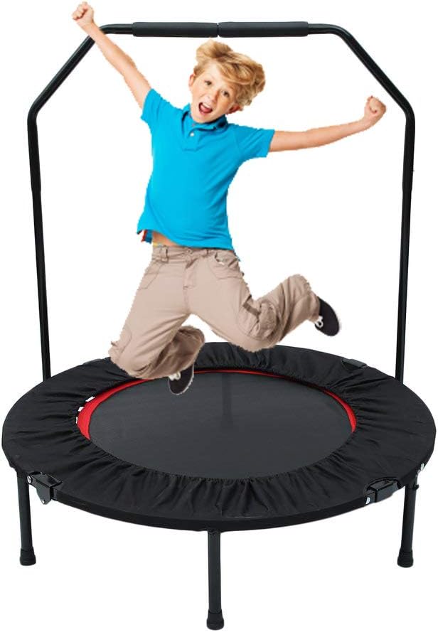40" Foldable Rebounder Trampoline with Hand Rail Bouncing Workout