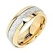 8mm Mens Tungsten Carbide Ring Imitated Meteorite Inlay 14k Gold Plated Jewelry Wedding Band Size 5-16 (7)