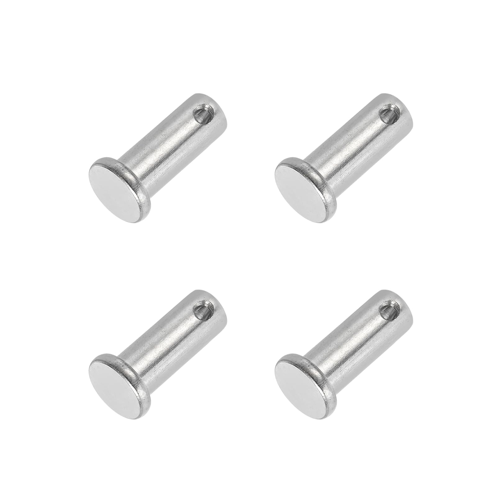 PATIKIL 10 x 25 Mm Single Hole Clevis Pins, 4 Pcs 304 Stainless Steel Flat Head Pin for Hitch Pin Lock Link Hinge Systems, Silver