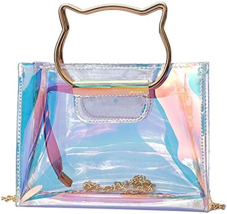 Alixyz Women Transparent Candy Color Handbag Beach Bag Jelly Bag Girls Mini Chain Shoulder Bag