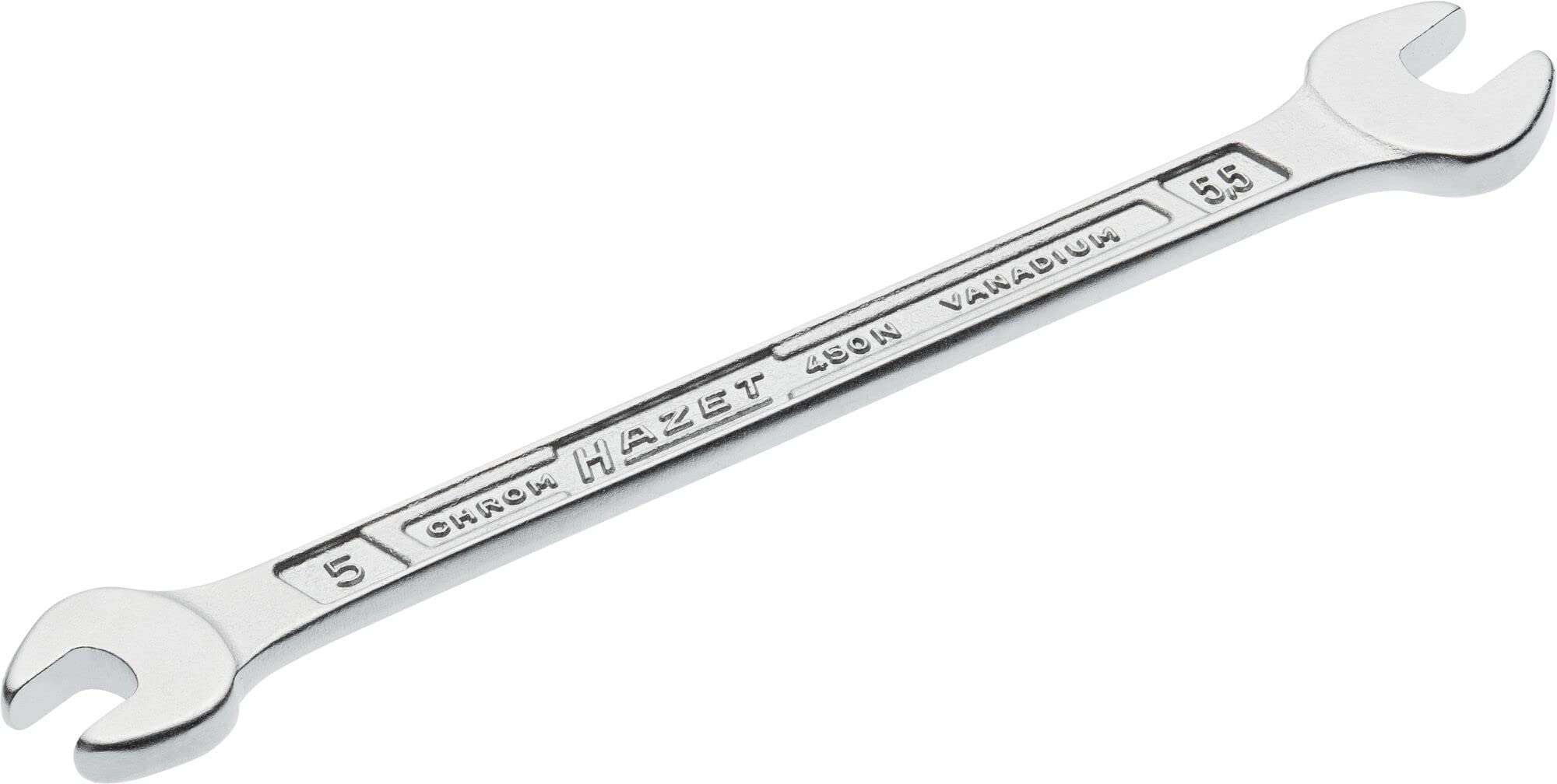 HAZET 450N-5X5.5 99.6 mm Hexagon Profile Double Open-End Wrench - Chrome-Plated