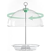 PFNRTH Rotating Dome Platform Bird Feeder, Adjustable Bird feeders for Outside Hanging, Tray with Drainage Holes Can Be Filled with Mealworms, Seeds, and Fruits Attract Bluebirds Cardinals