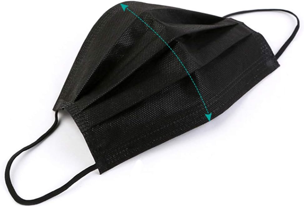 Nizzco 50 Pcs Disposable Black Earloop Face Masks,Bacteria and Dust Protection,4 Ply Activated Carbon Filter Face Masks,Medical